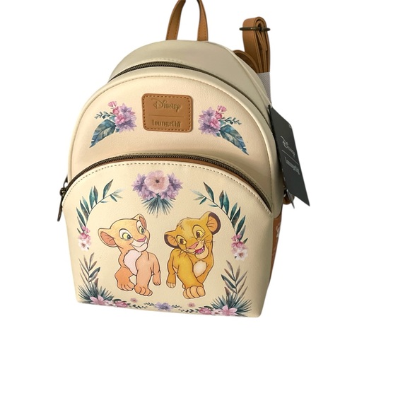 LOUNGEFLY DISNEY THE LION KING SIMBA & NALA FLORAL MINI BACKPACK - Picture 3 of 5